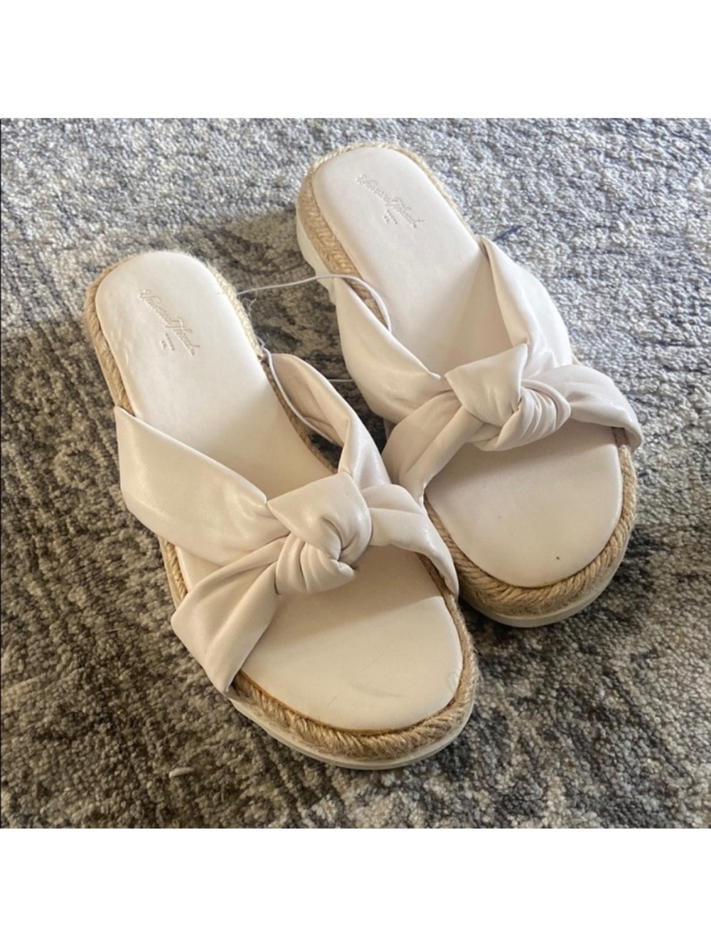 Universal Thread Knot-Front Espadrille Slides - Cream